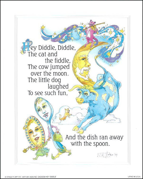 Nursery Rhymes Hey Diddle Diddle Print Size 8x10 8-8115