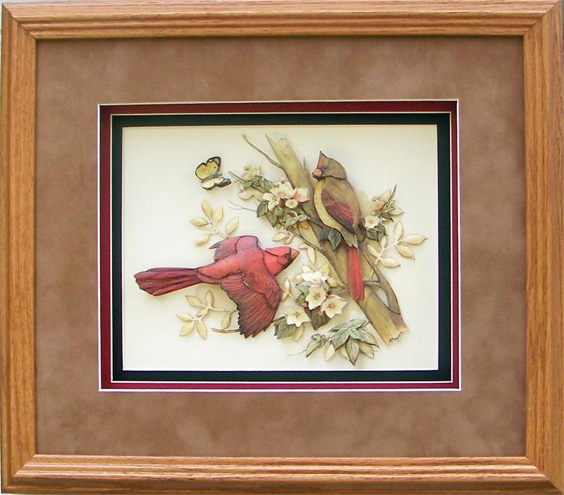 Red Cardinal Birds Paper Tole 3D Kit size 8x10 385