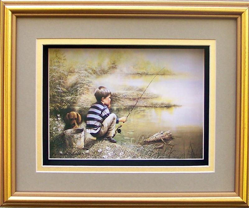 Boy Dog Fishing Paper Tole 3d Kit Size 16x20 16 8066