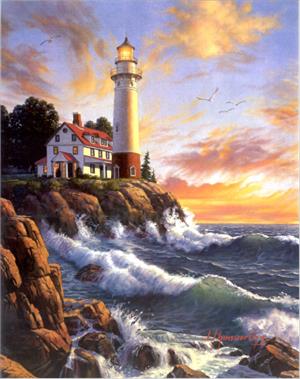 Rocky Point Lighthouse Paper Tole 3D Kit size 16x20 16-0301 Kit or Prints available in sizes 8x10 and 16x20 inches