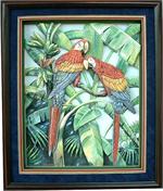 Blue Parrots Paper Tole 3D Decoupage Craft Kit size 8x10 8-1346